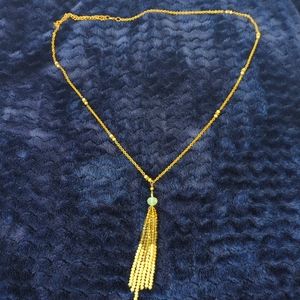 Gold Beaded Tassel Necklace